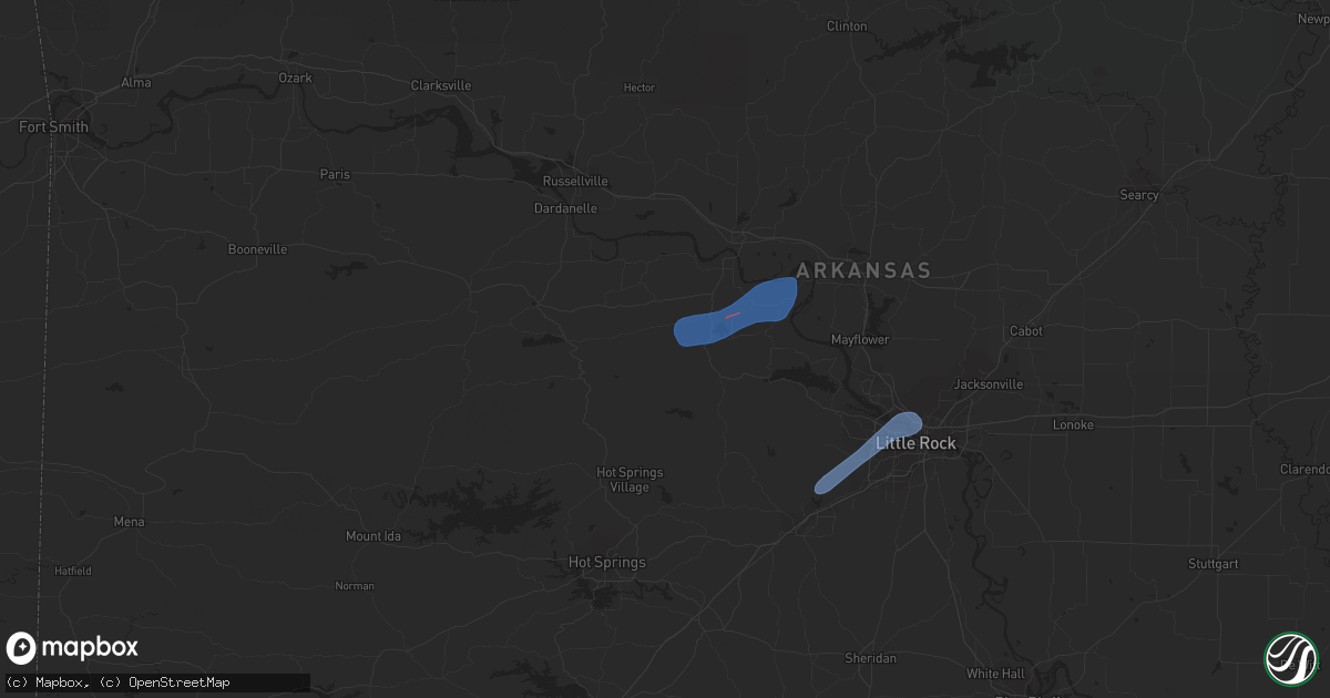 Hail map in Perryville, AR on January 12, 2024