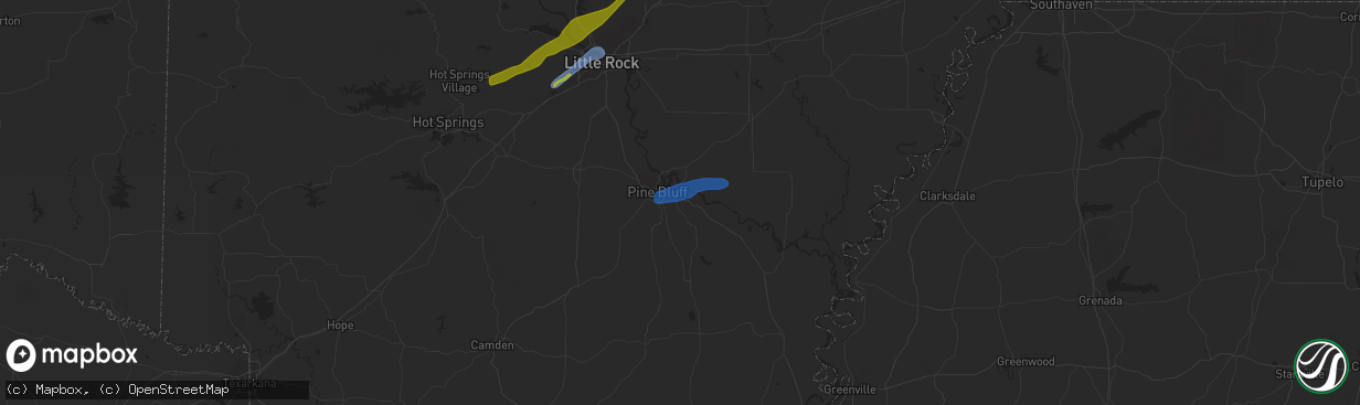 Hail map in Pine Bluff, AR on January 12, 2024