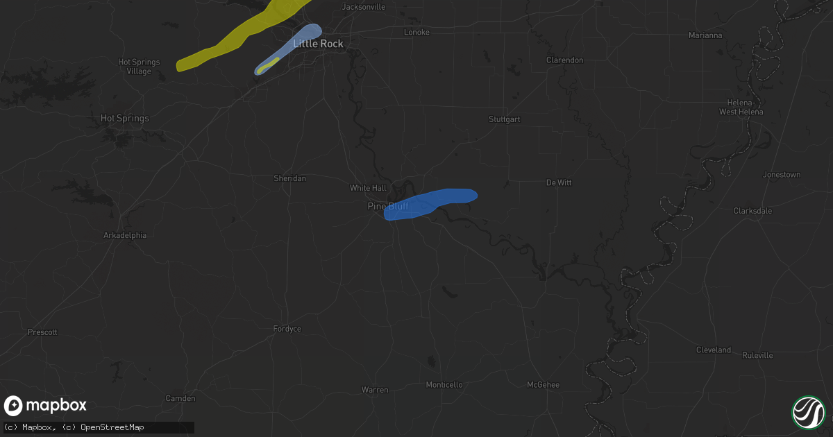 Hail map in Pine Bluff, AR on January 12, 2024