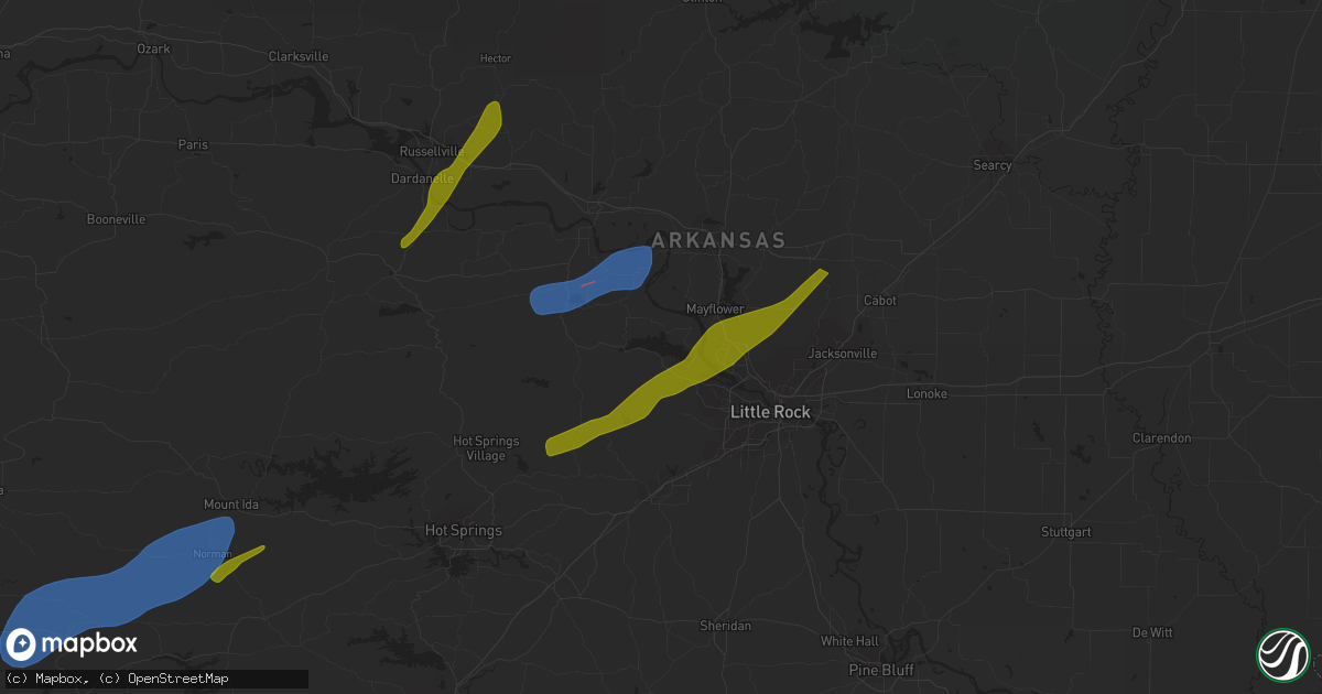 Hail map in Roland, AR on January 12, 2024