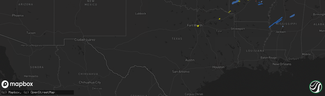 Hail map in Texas on January 12, 2024