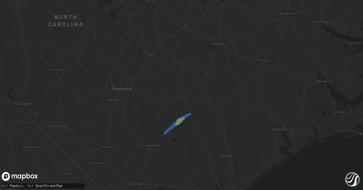 Hail map in Clinton, NC on January 13, 2020