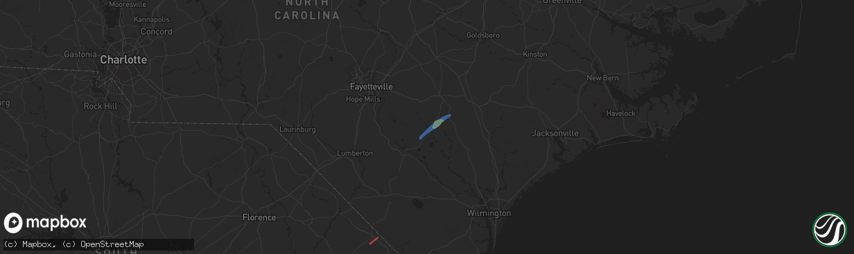 Hail map in Garland, NC on January 13, 2020