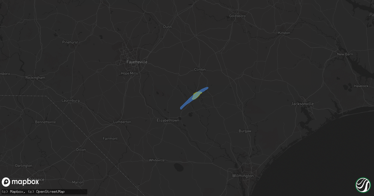 Hail map in Garland, NC on January 13, 2020