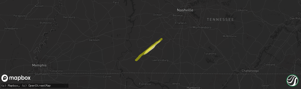 Hail map in Hohenwald, TN on January 13, 2020