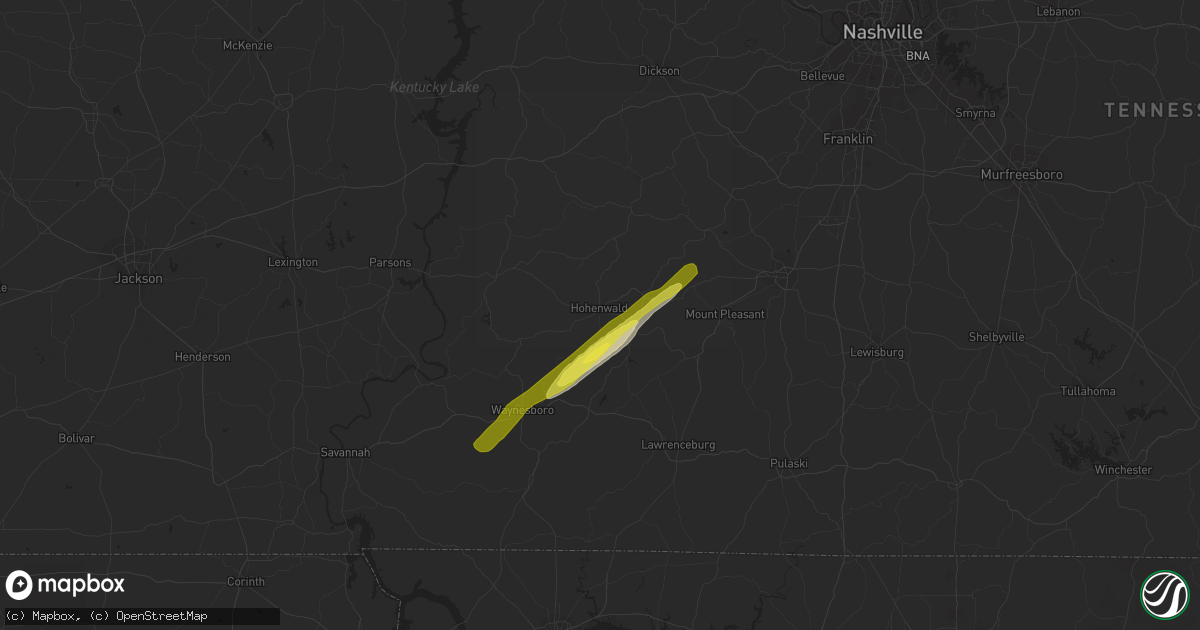 Hail map in Hohenwald, TN on January 13, 2020