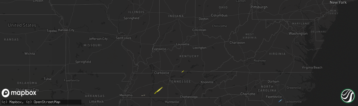 Hail map in Kentucky on January 13, 2020