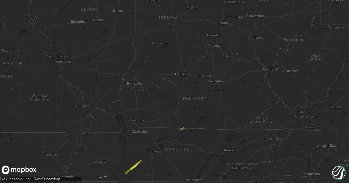 Hail map in Kentucky on January 13, 2020