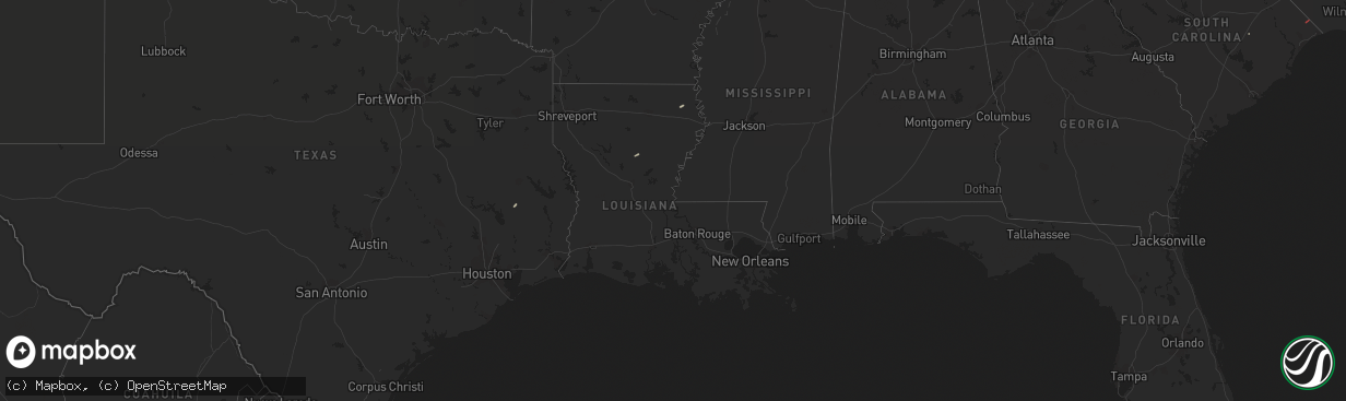 Hail map in Louisiana on January 13, 2020