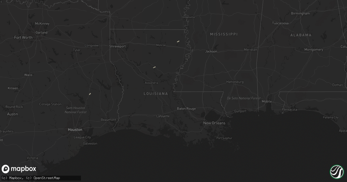 Hail map in Louisiana on January 13, 2020