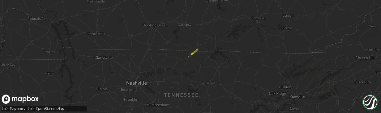 Hail map in Red Boiling Springs, TN on January 13, 2020