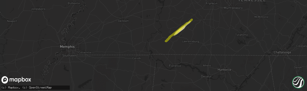 Hail map in Savannah, TN on January 13, 2020