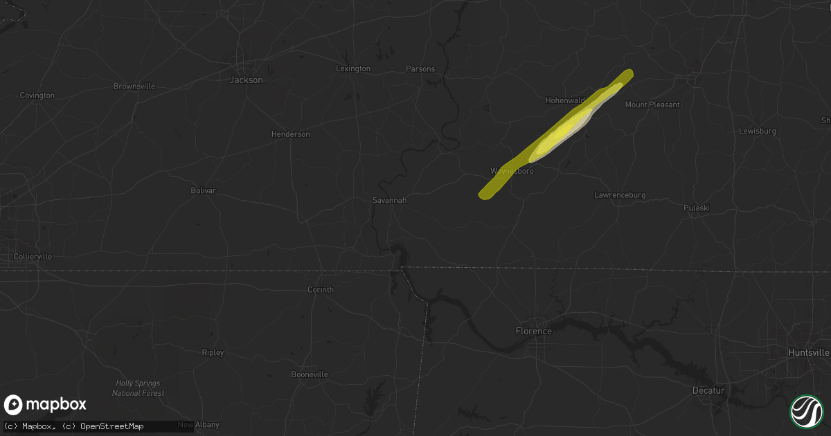 Hail map in Savannah, TN on January 13, 2020