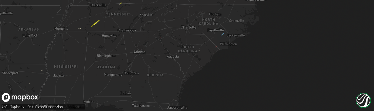 Hail map in South Carolina on January 13, 2020