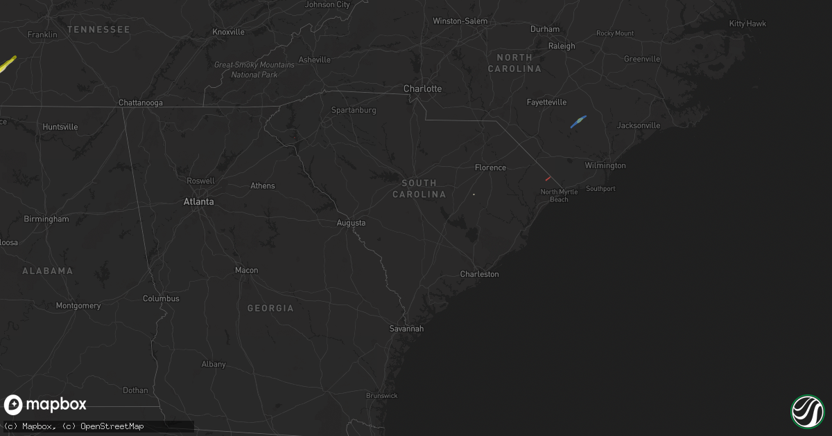 Hail map in South Carolina on January 13, 2020