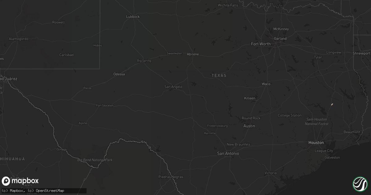 Hail map in Texas on January 13, 2020