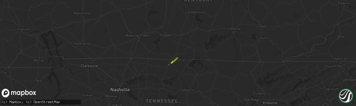 Hail map in Tompkinsville, KY on January 13, 2020