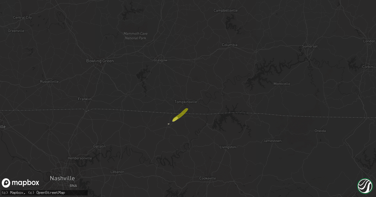 Hail map in Tompkinsville, KY on January 13, 2020