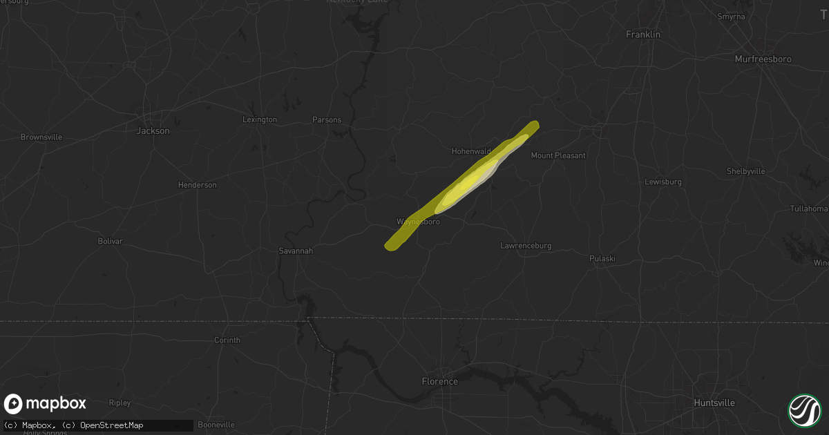 Hail map in Waynesboro, TN on January 13, 2020