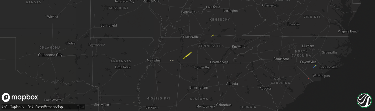 Hail map on January 13, 2020