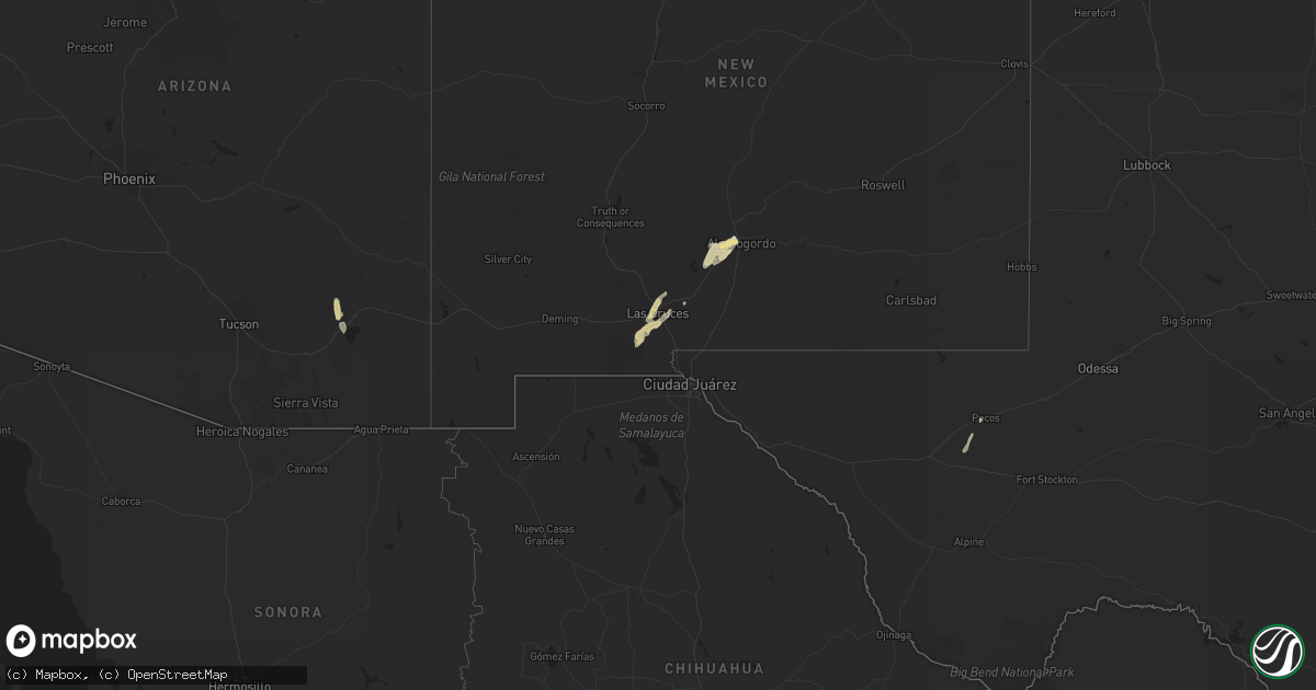 Hail map in Arizona on January 14, 2017