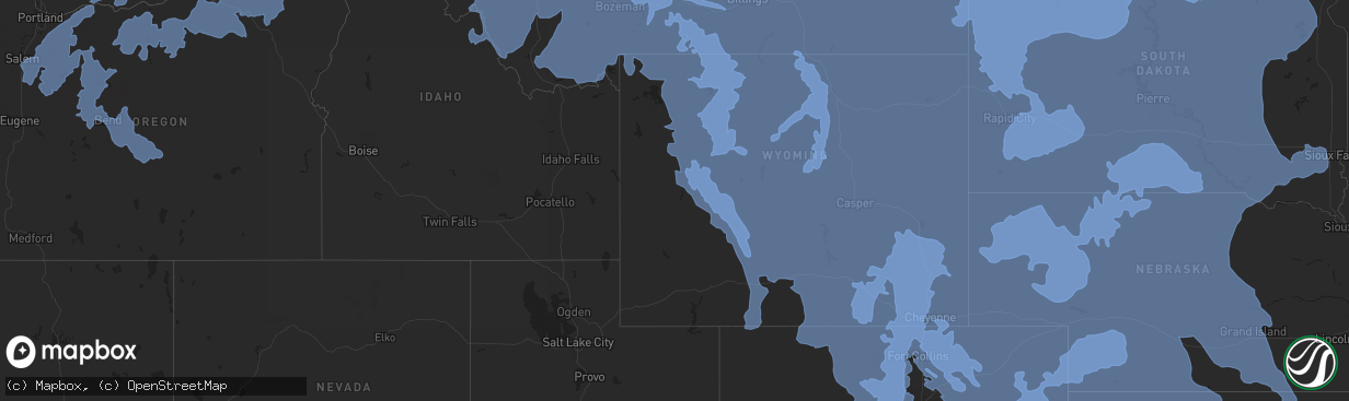 Hail map in Nebraska on January 14, 2021