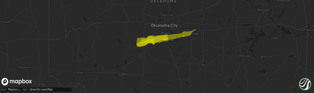 Hail map in Blanchard, OK on January 14, 2024