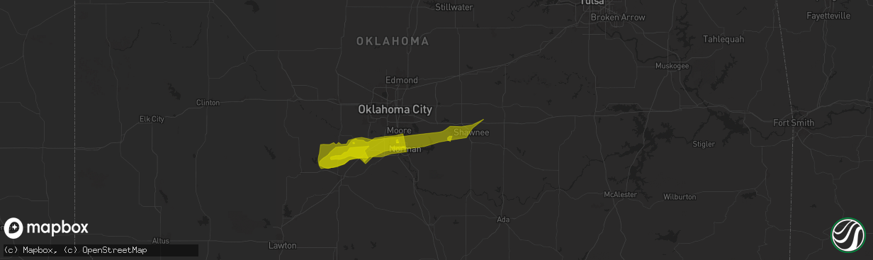 Hail map in Newalla, OK on January 14, 2024