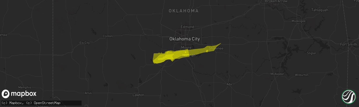 Hail map in Newcastle, OK on January 14, 2024