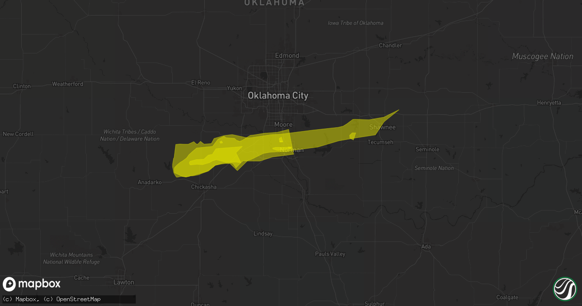 Hail map in Norman, OK on January 14, 2024