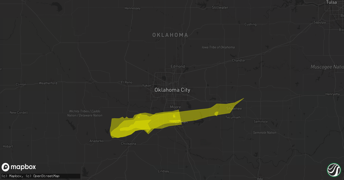 Hail map in Oklahoma City, OK on January 14, 2024