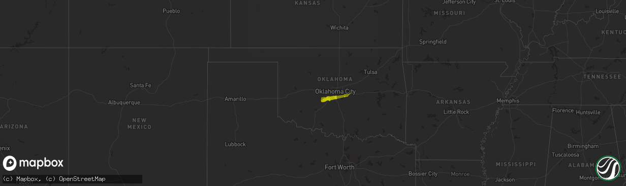 Hail map in Oklahoma on January 14, 2024