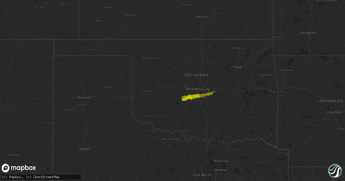 Hail map in Oklahoma on January 14, 2024