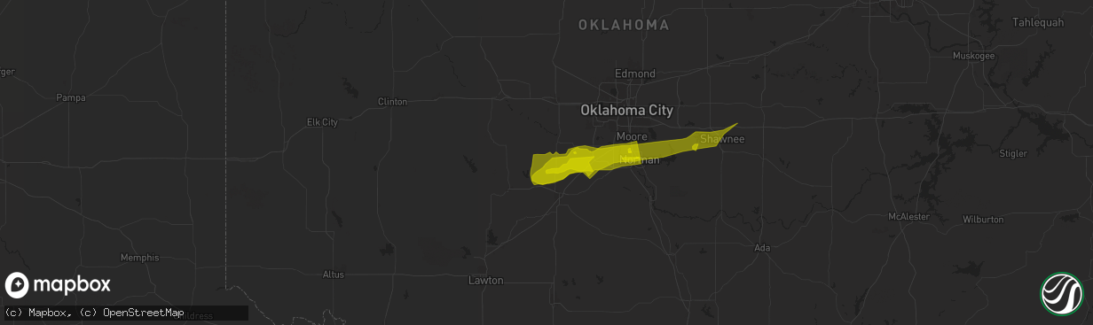 Hail map in Pocasset, OK on January 14, 2024