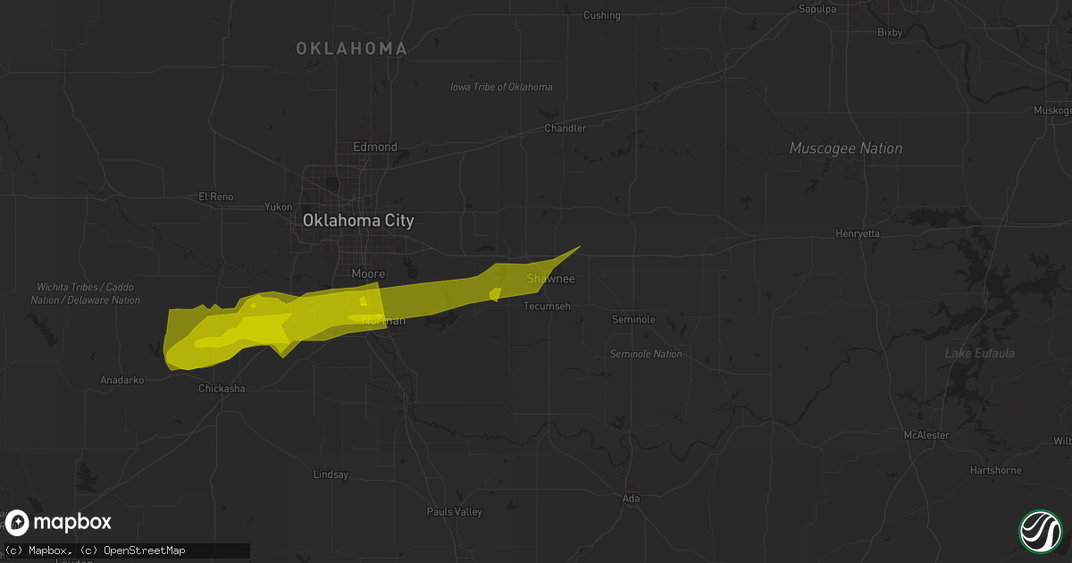 Hail map in Shawnee, OK on January 14, 2024