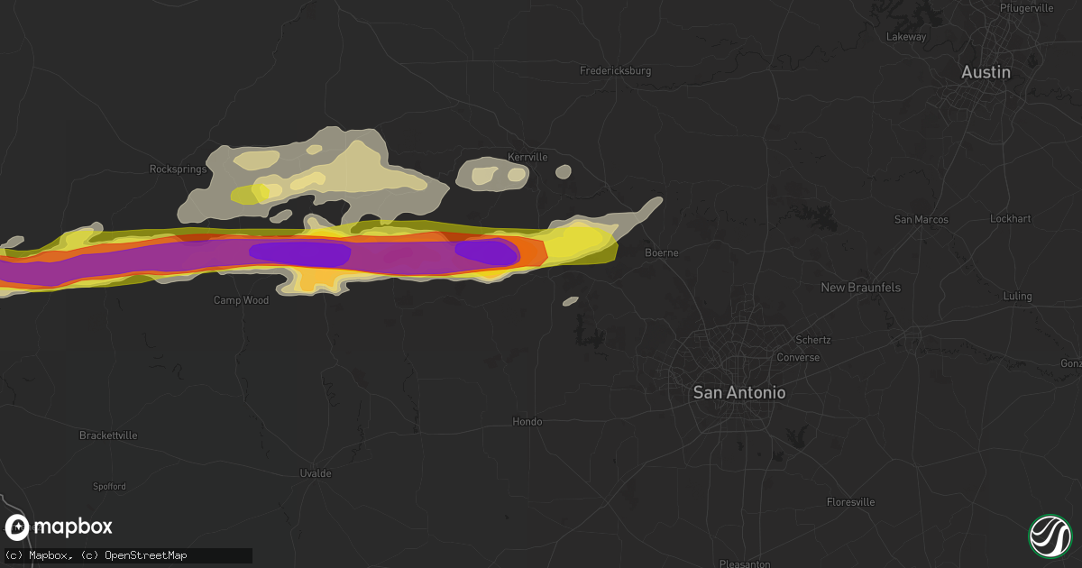 Hail map in Bandera, TX on January 15, 2017