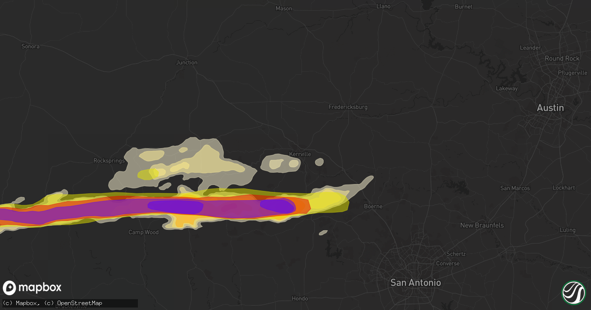 Hail map in Kerrville, TX on January 15, 2017