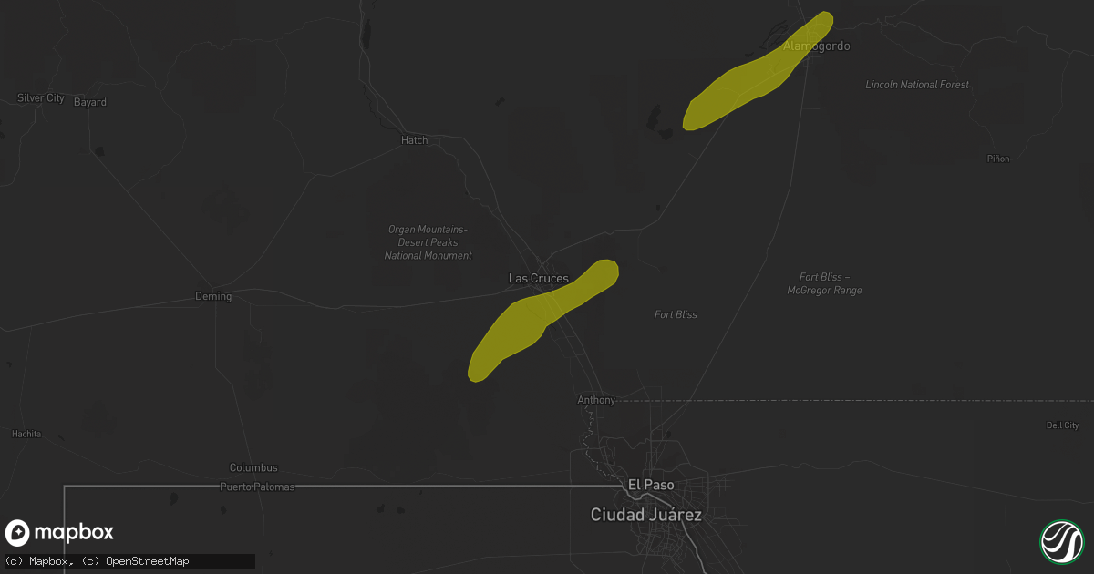 Hail map in Las Cruces, NM on January 15, 2017