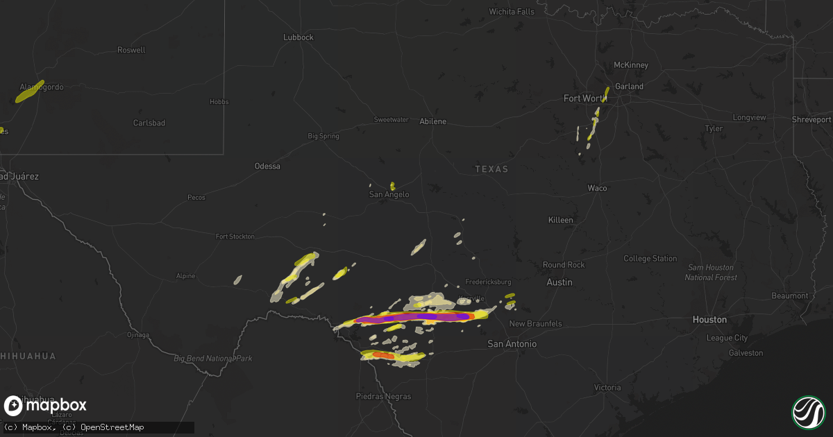Hail map in Texas on January 15, 2017