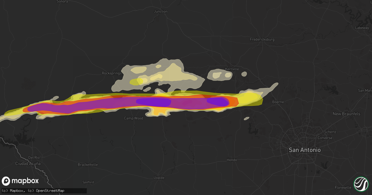 Hail map in Vanderpool, TX on January 15, 2017