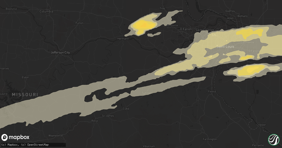 Hail map in Edwardsville, IL on January 16, 2012