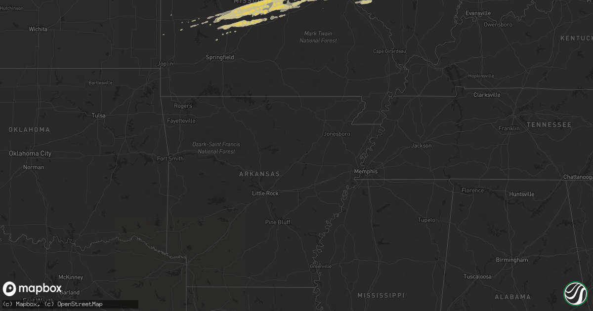 Hail map on January 16, 2012