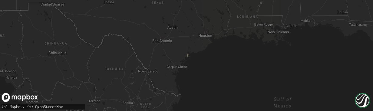 Hail map in Texas on January 16, 2016