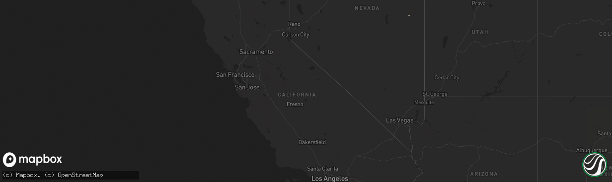 Hail map in California on January 17, 2019