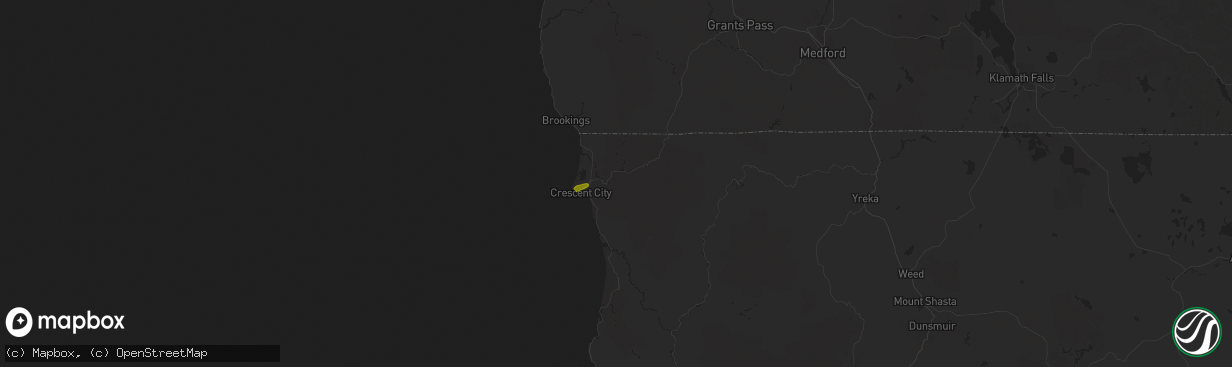 Hail map in Crescent City, CA on January 17, 2019