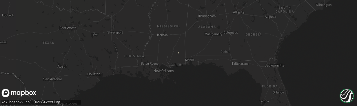 Hail map in Mississippi on January 18, 2011