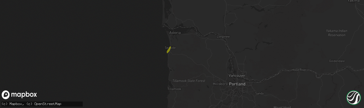 Hail map in Seaside, OR on January 18, 2018