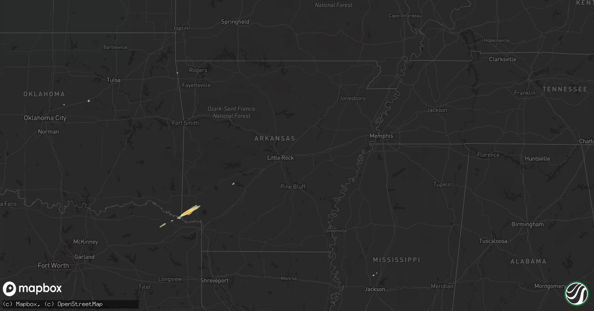 Hail map in Arkansas on January 18, 2019
