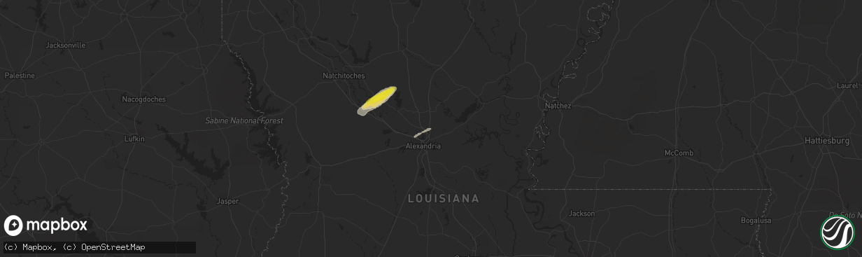 Hail map in Ball, LA on January 18, 2019