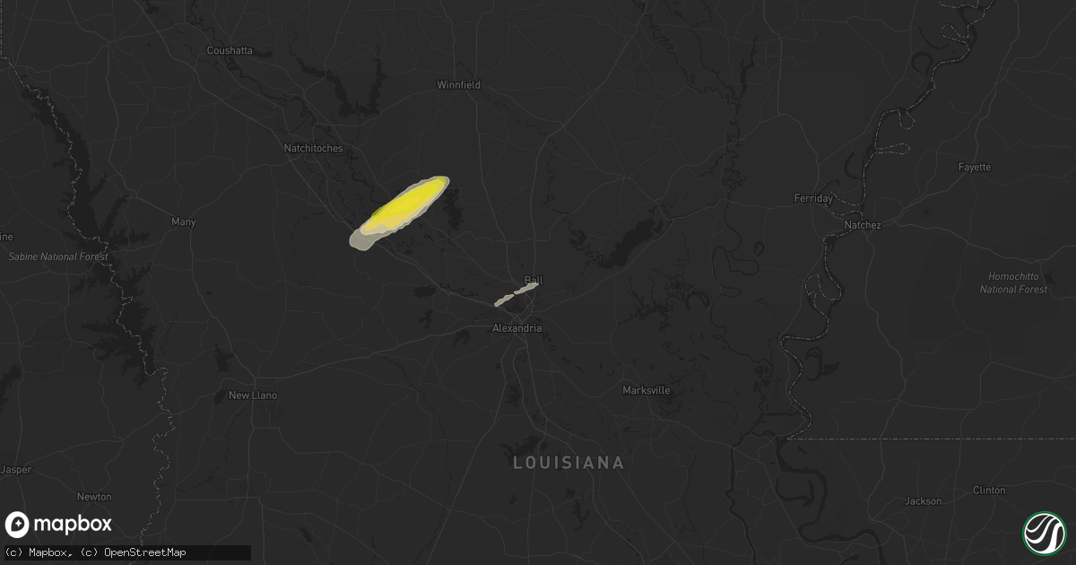 Hail map in Ball, LA on January 18, 2019